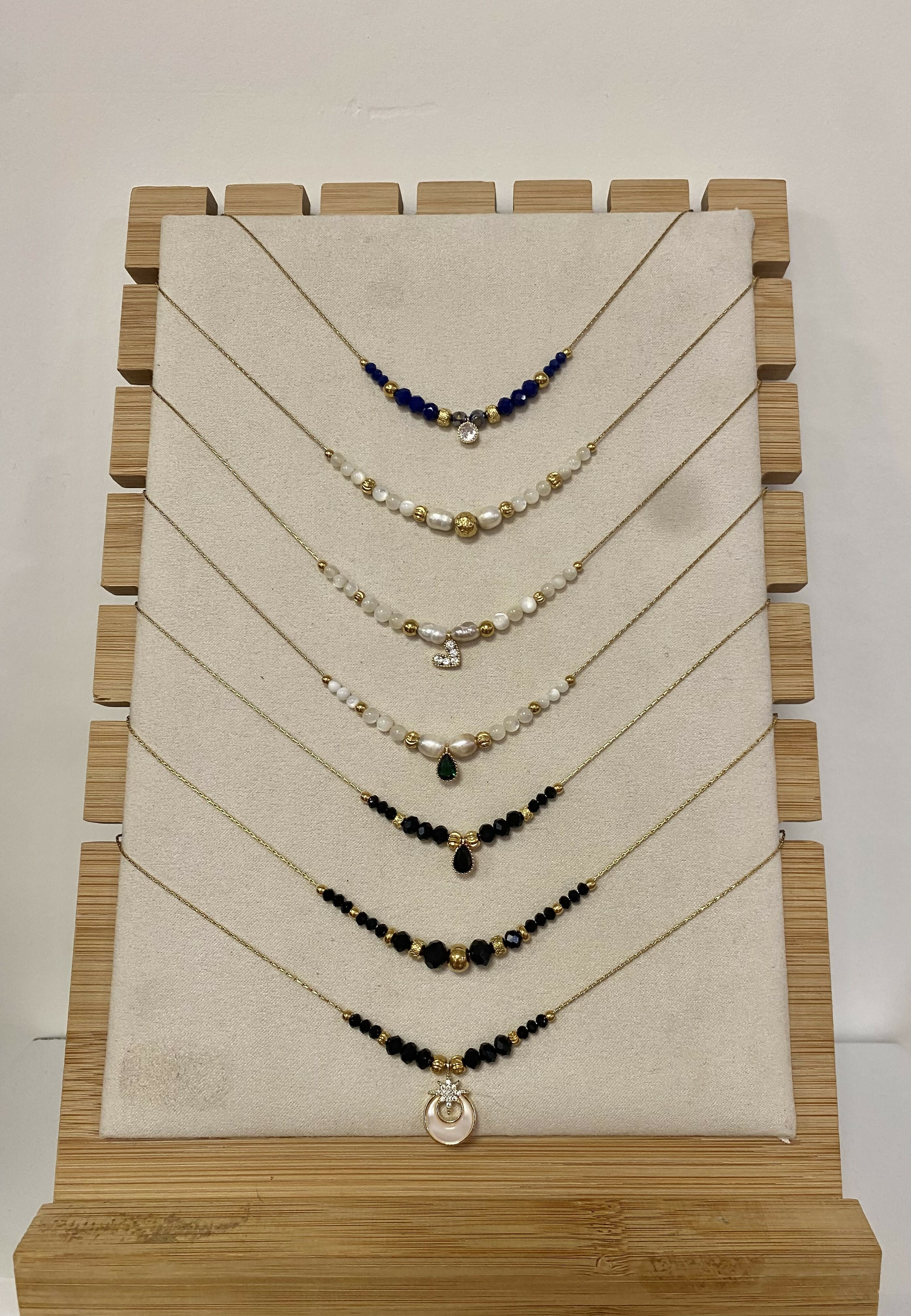 Collier serpentine cristal