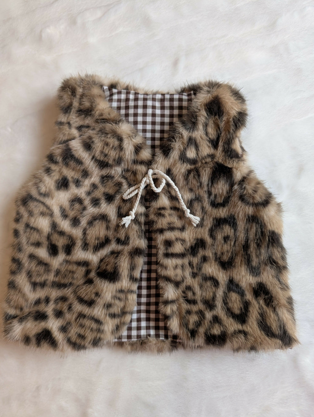 GILET DE BERGER Fourrure leopard vichy 18 mois 3 ans