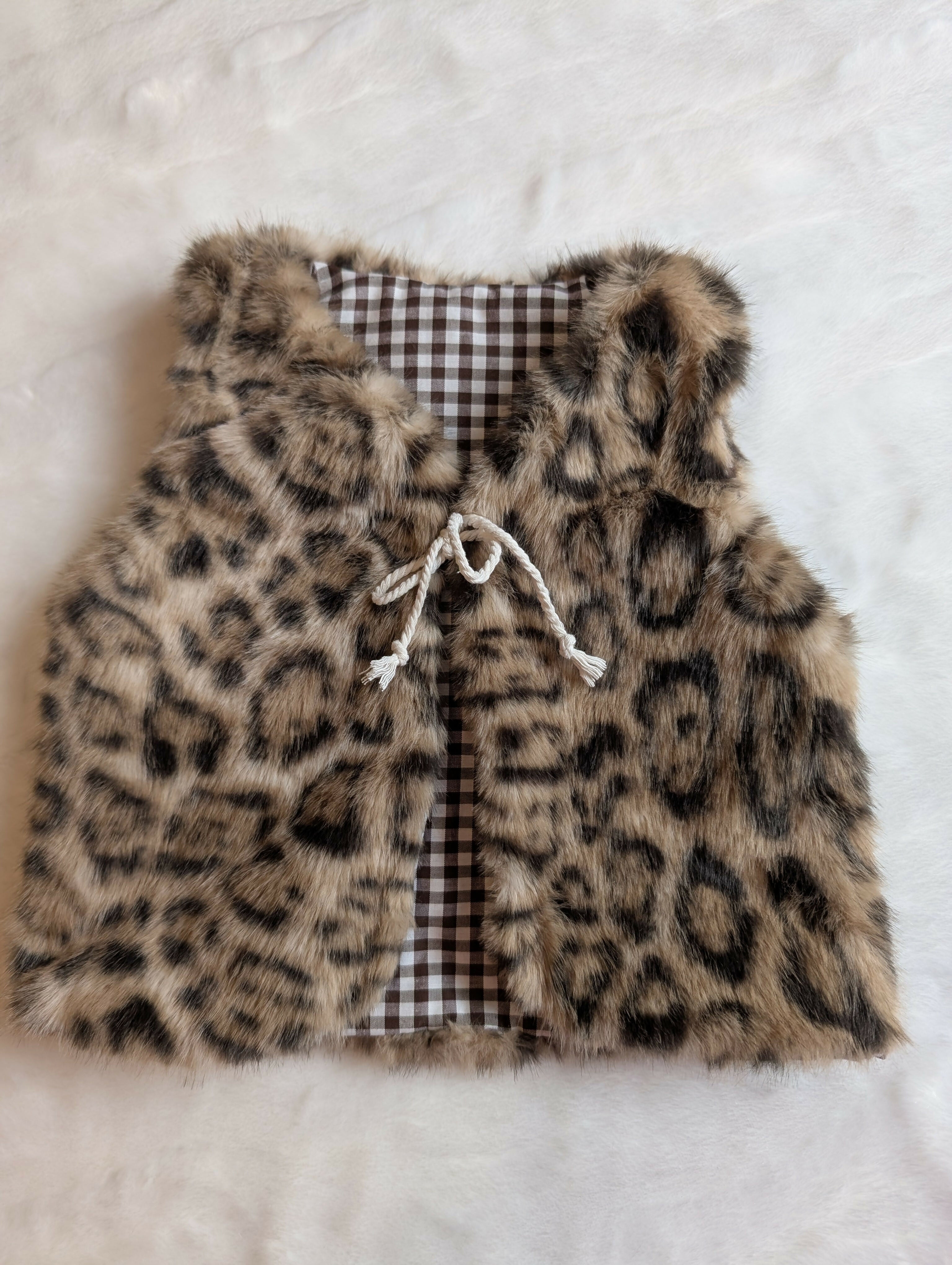 GILET DE BERGER Fourrure leopard vichy 18 mois 3 ans