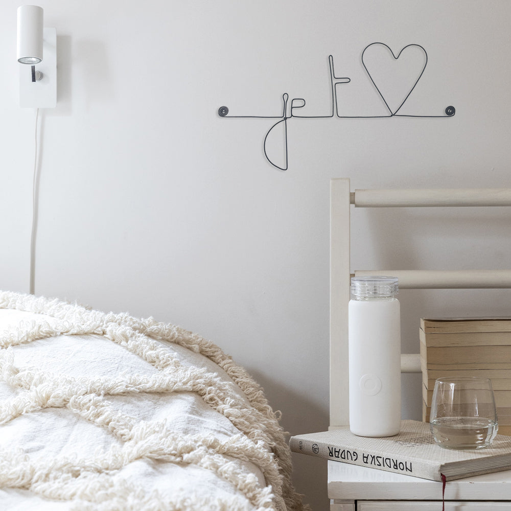 Message and wire sculpture "I love you (heart shaped love)" - pin-up - Wall jewelry