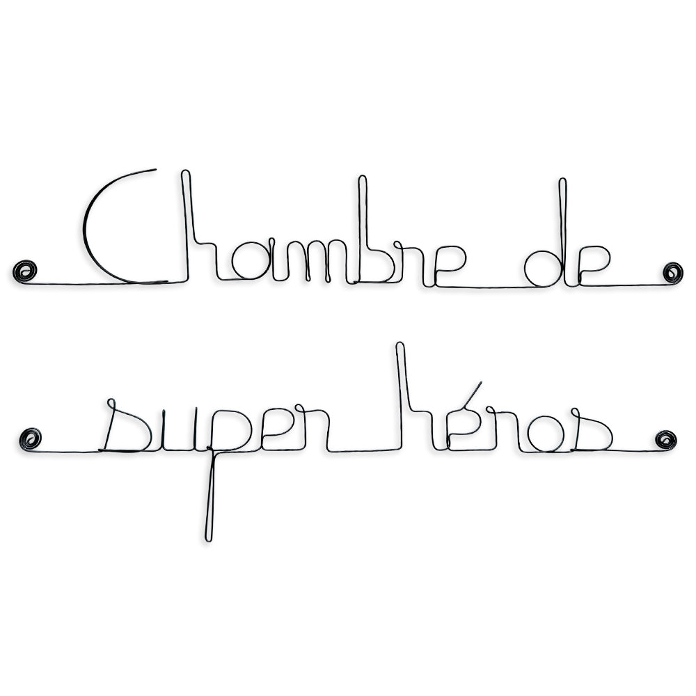 Simple wire message "Superhero's Room" - to pin up - Wall jewelry