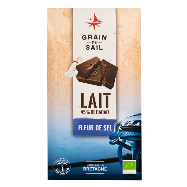 Tablette de chocolat au Lait et fleur de sel - 100G - BIO