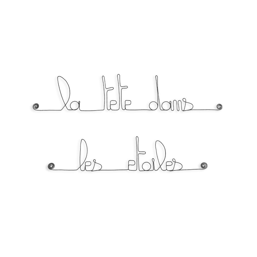 Wire quote "Head in the stars" - to pin up - Wall jewelry