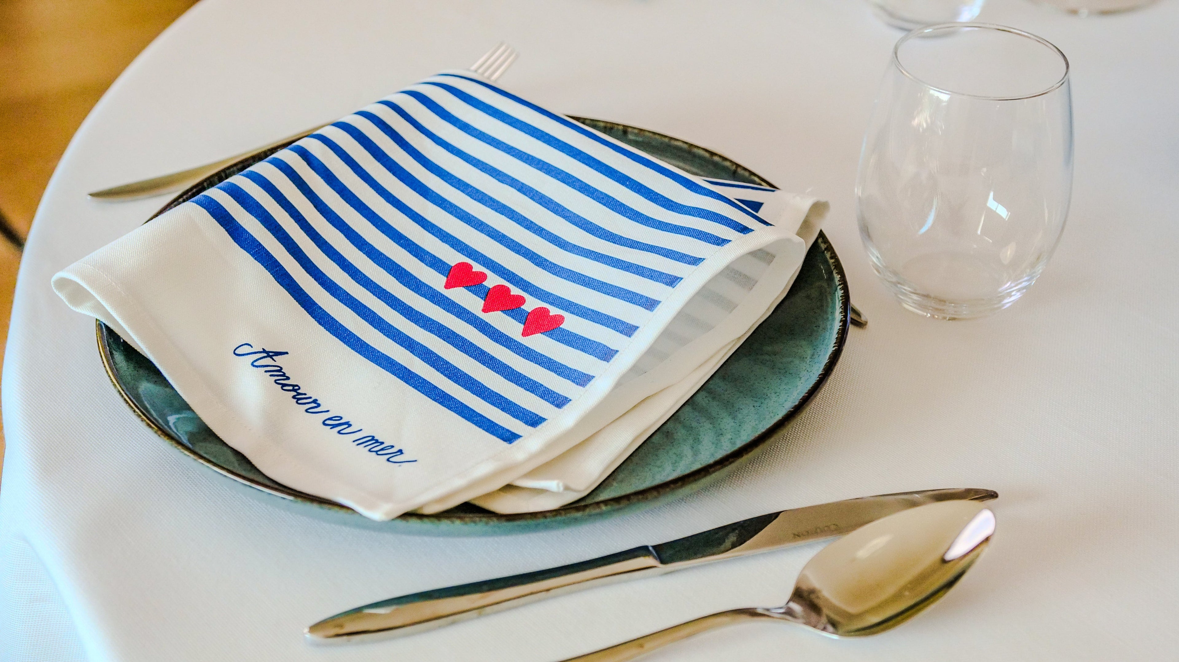 Coffret 2 serviettes "Amour en Mer" | La Serviette de Table