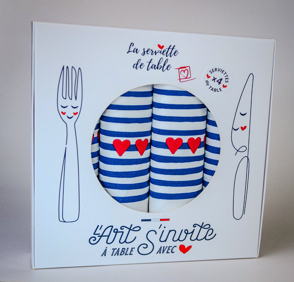 Coffret 4 serviettes de table "Amour en Mer" -  La Serviette de Table