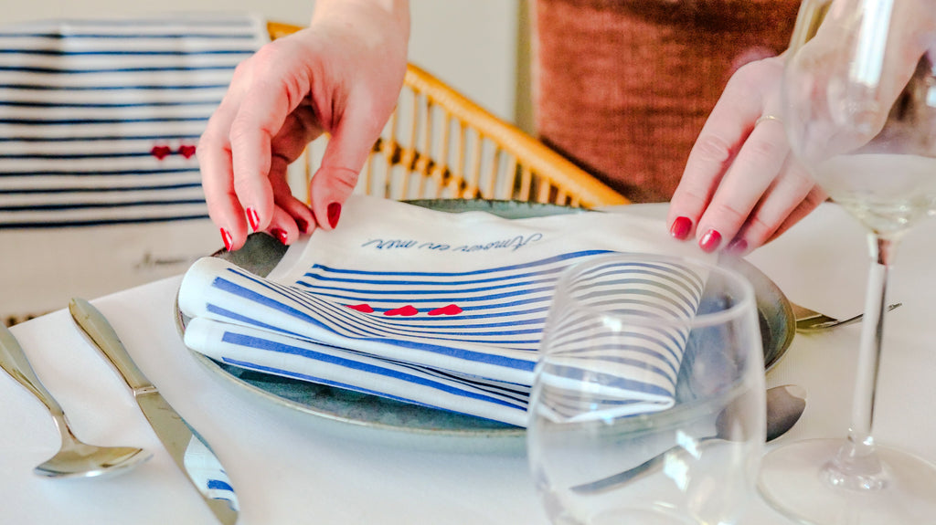Coffret 4 serviettes de table "Amour en Mer" -  La Serviette de Table