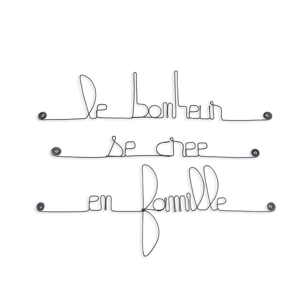 Wire quote "Happiness is created in the family" - to pin - Wall jewelry