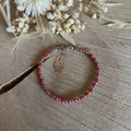 Bracelet perles de verre rouge & perles argentées