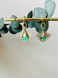 Turquoise "Glitter Bees" studs