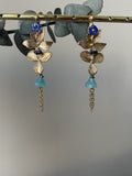 "Flowery Cascade" blue stud