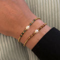 Freshwater pearl & Indian agate bead bracelet