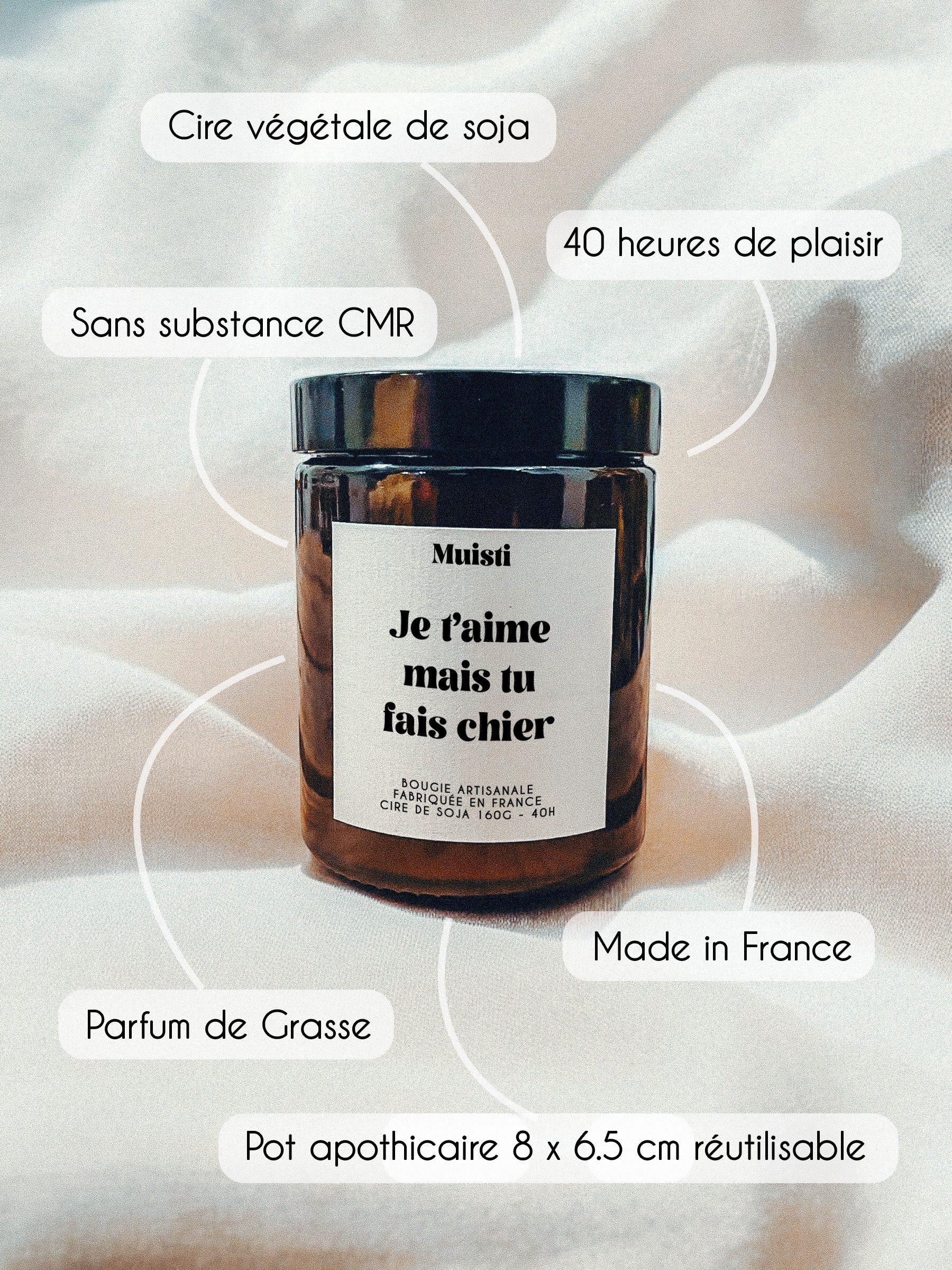 Bougie à message - Je t'aime mais tu fais chier