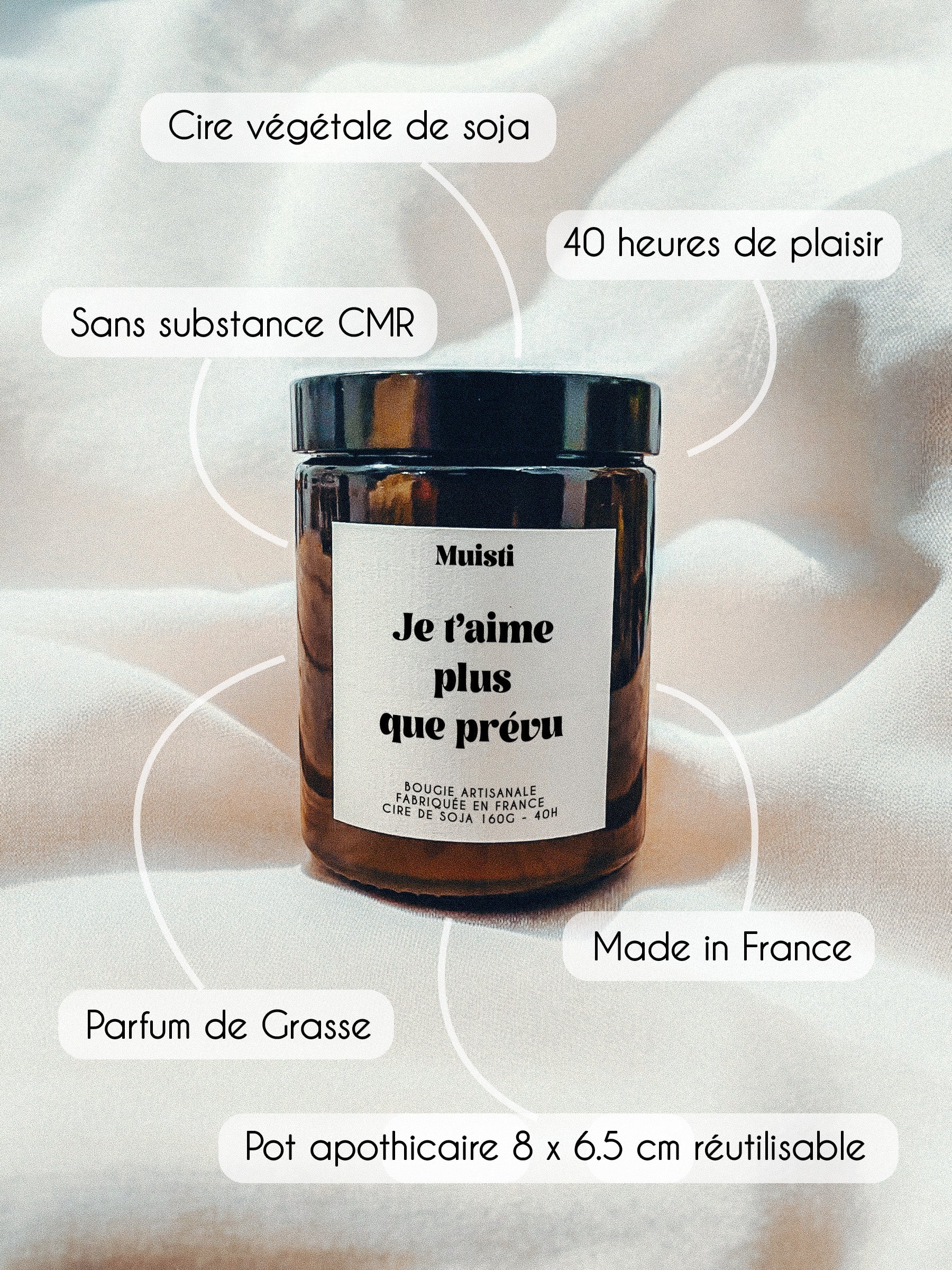Bougie à message - Je t'aime plus que prévu