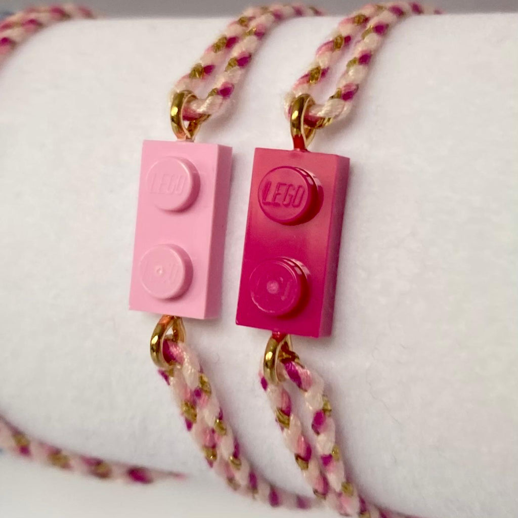 Bracelet ajustable cordon tressé rose dégradé
