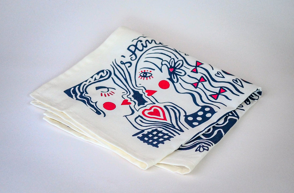 Serviette de table "Les Éternels Amoureux" - Collab Jana | La Serviette de Table