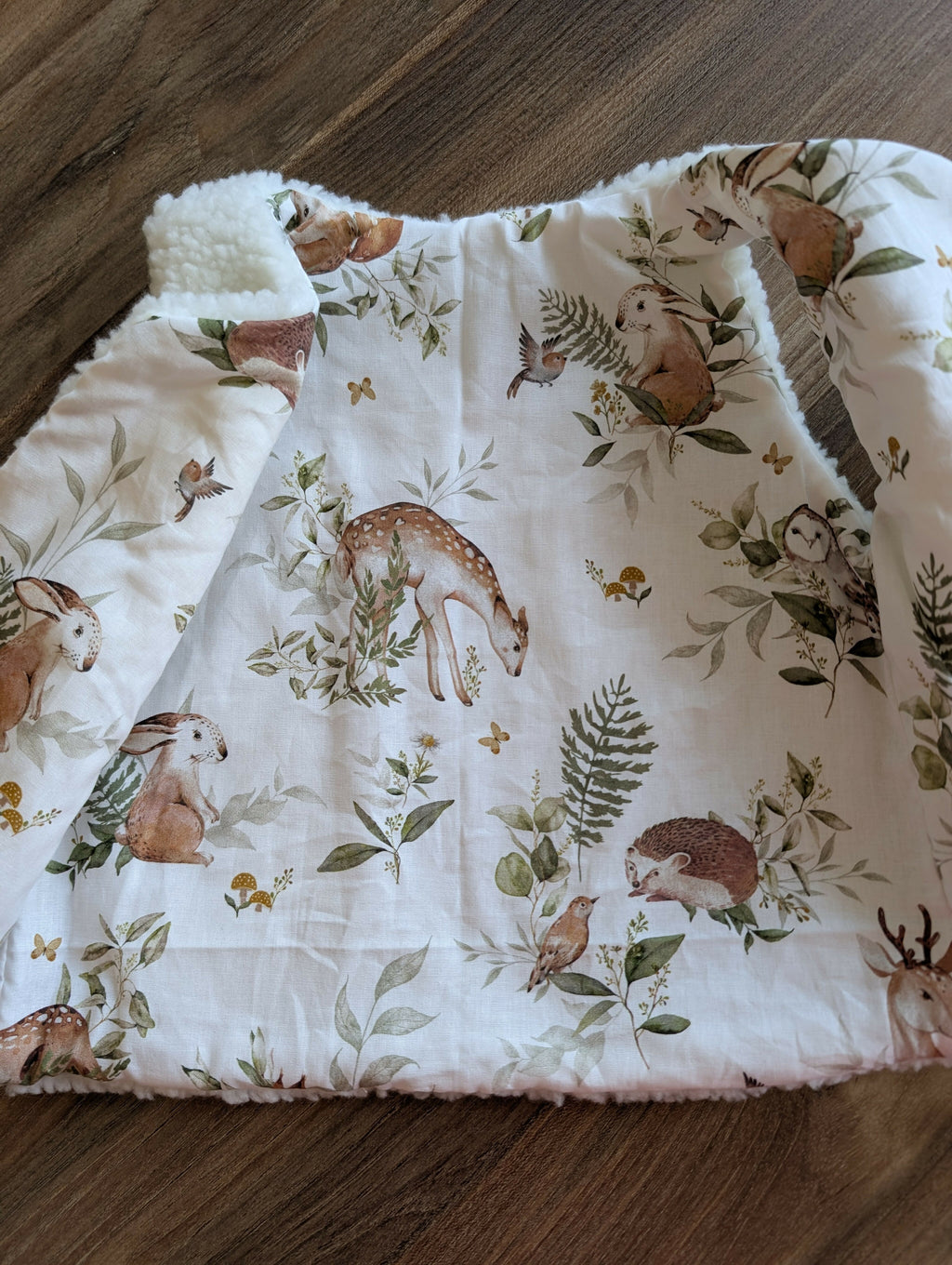 Gilet de berger réversible 18 mois 3 ans sherpa blanc foret