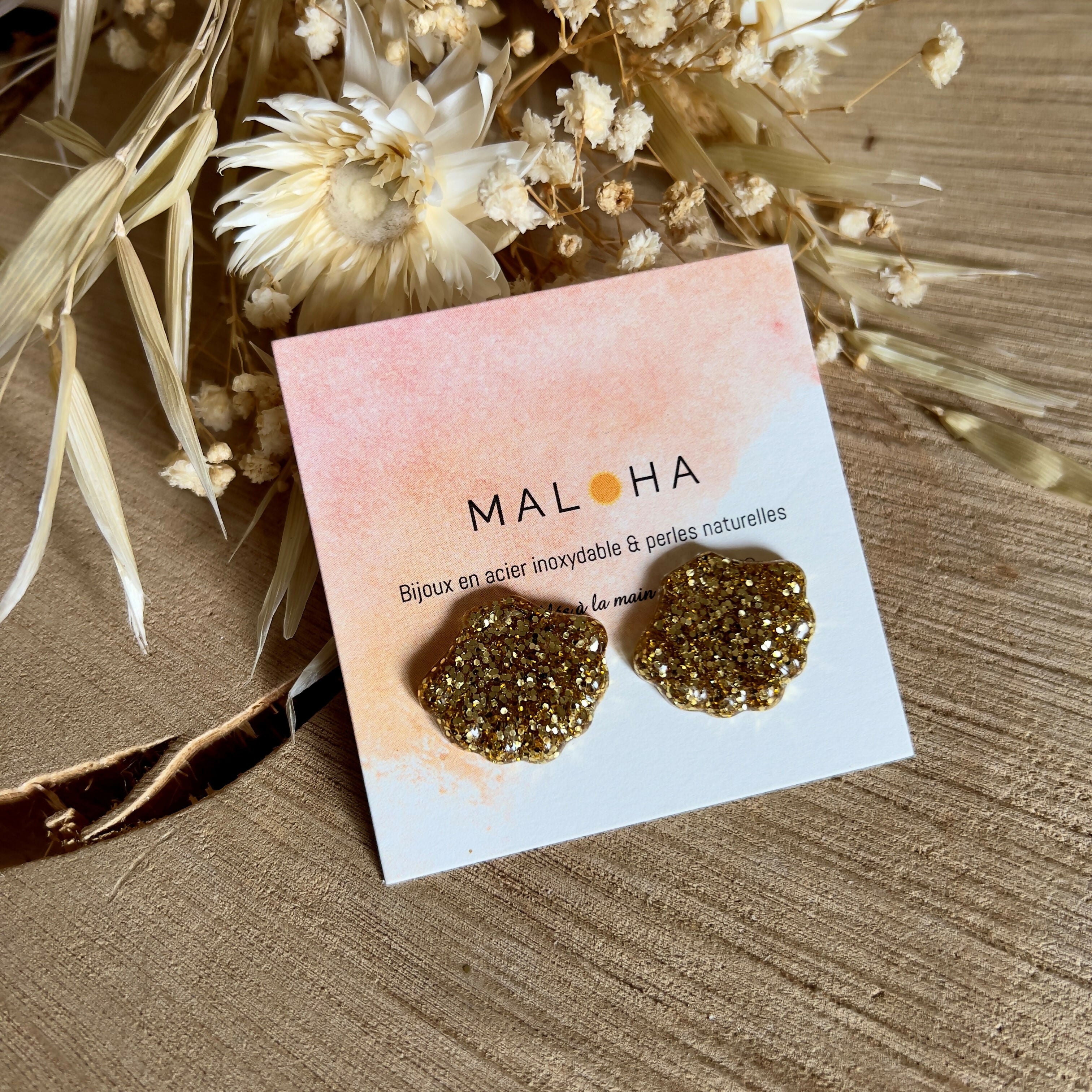 BO petits coquillages paillettes dorées