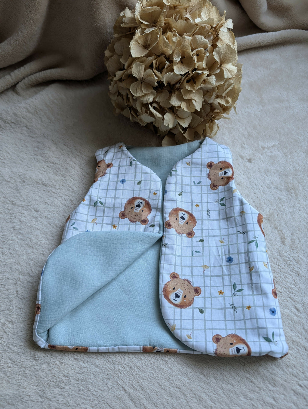 GILET DE BERGER SWEAT OURSONS CARREAUX 18 MOIS-3 ANS