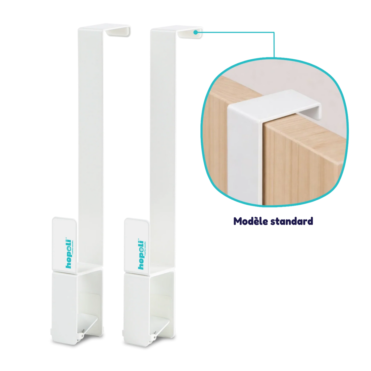 Enfile-couette Hopoli en modèle standard blanc pour porte plate sur le dessus