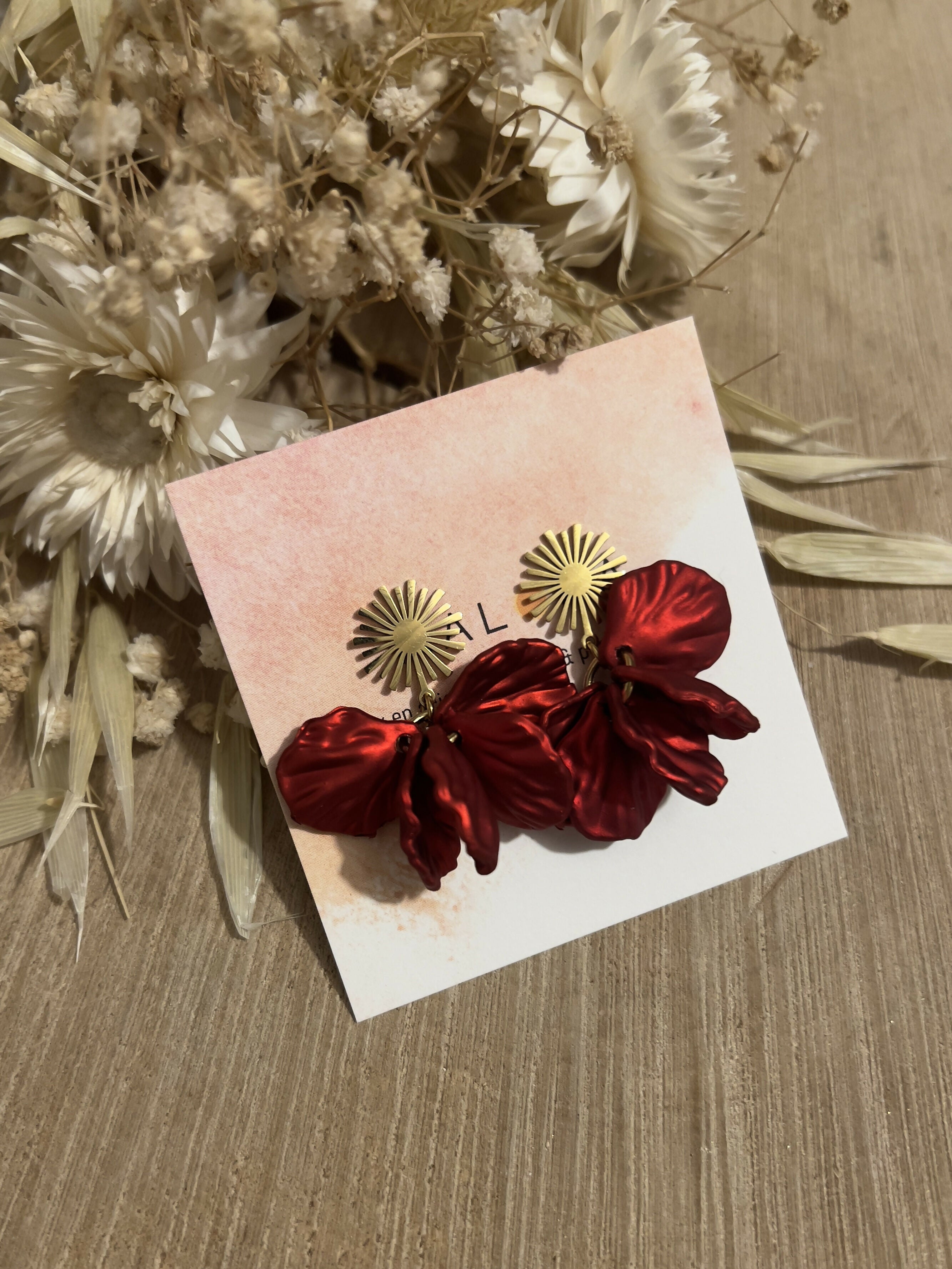 Earrings Little Suns & Red Petals