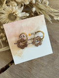 Créoles CLIPS & ses fleurs rose paillettes