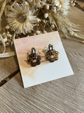 Créoles CLIPS argent & ses fleurs marron - beige