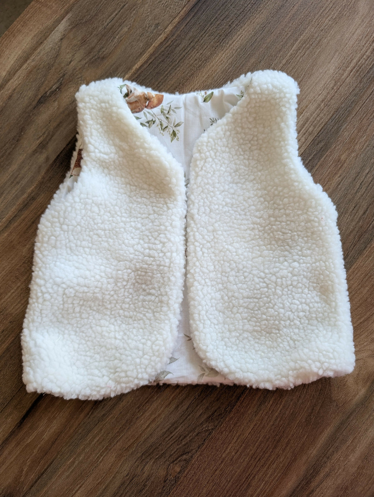 Gilet de berger réversible 18 mois 3 ans sherpa blanc foret