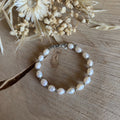 Freshwater pearl & small silver-plated bead bracelet