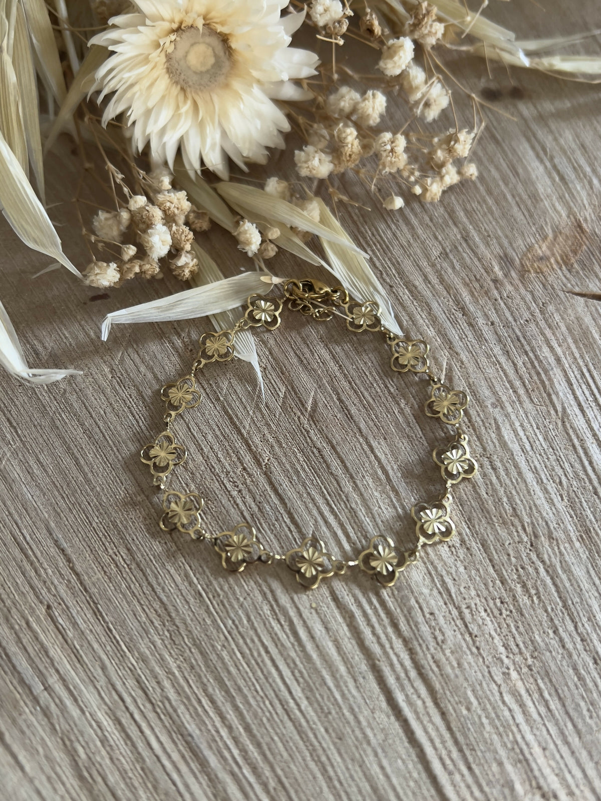 Bracelet fleurs dorées