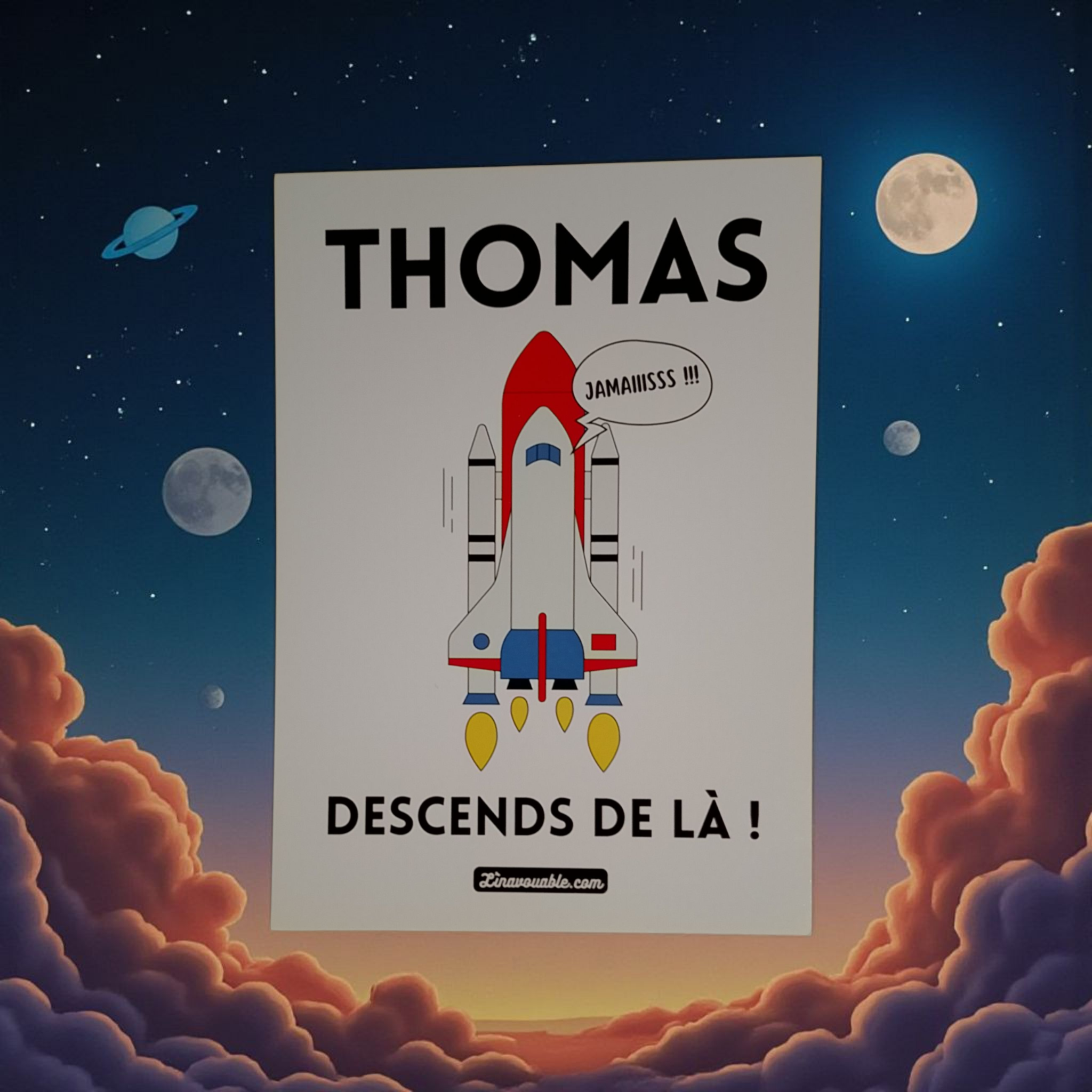 CARTE POSTALE "THOMAS DESCENDS DE LÀ !" Modèle 1