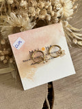 Light beige glass flower CLIP earrings