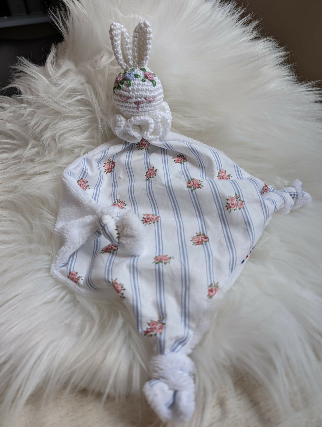 DOUDOU LAPIN BLANC FLEURS SHABBY