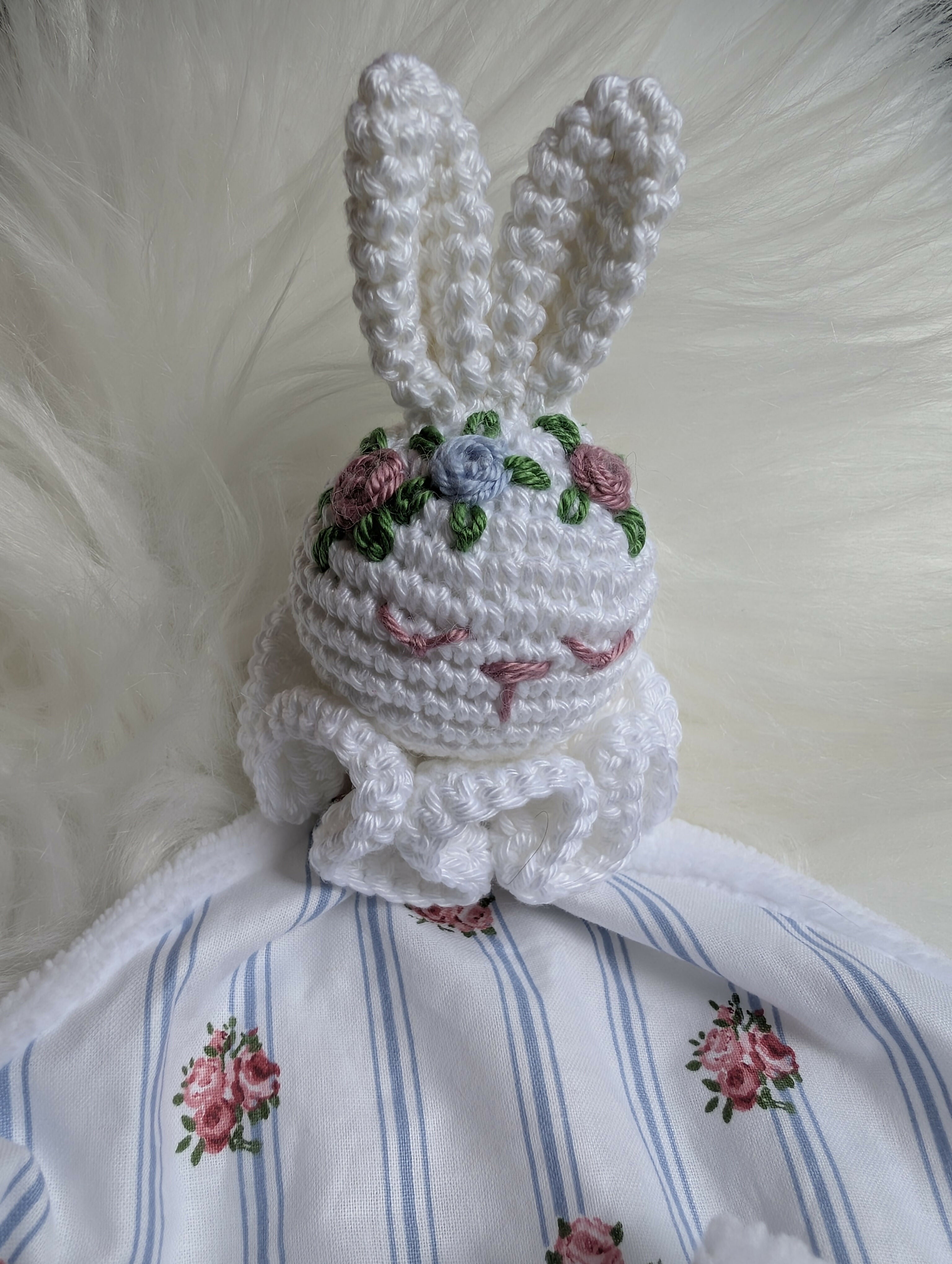 DOUDOU LAPIN BLANC FLEURS SHABBY