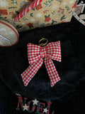 Red Gingham Knot Key Ring or Handbag Charm - Small