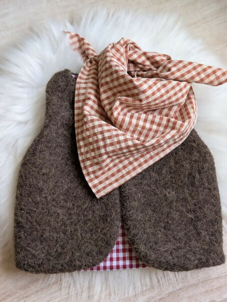 Foulard bébé enfant double vichy marron Orange