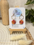 Boucles Hexagone Jaune Rouge
