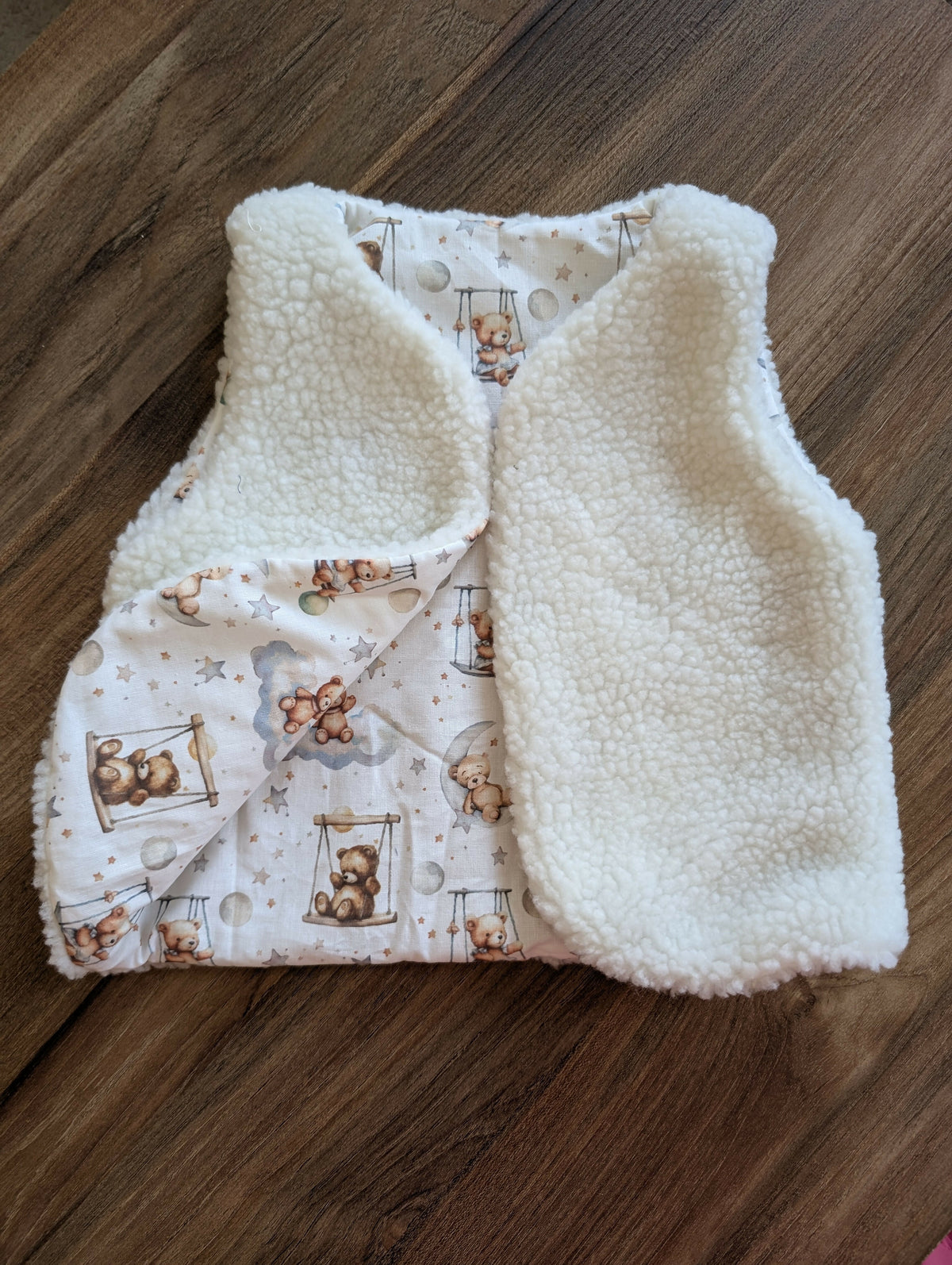 Gilet de berger réversible 18 mois 3 ans sherpa blanc ourson balançoire
