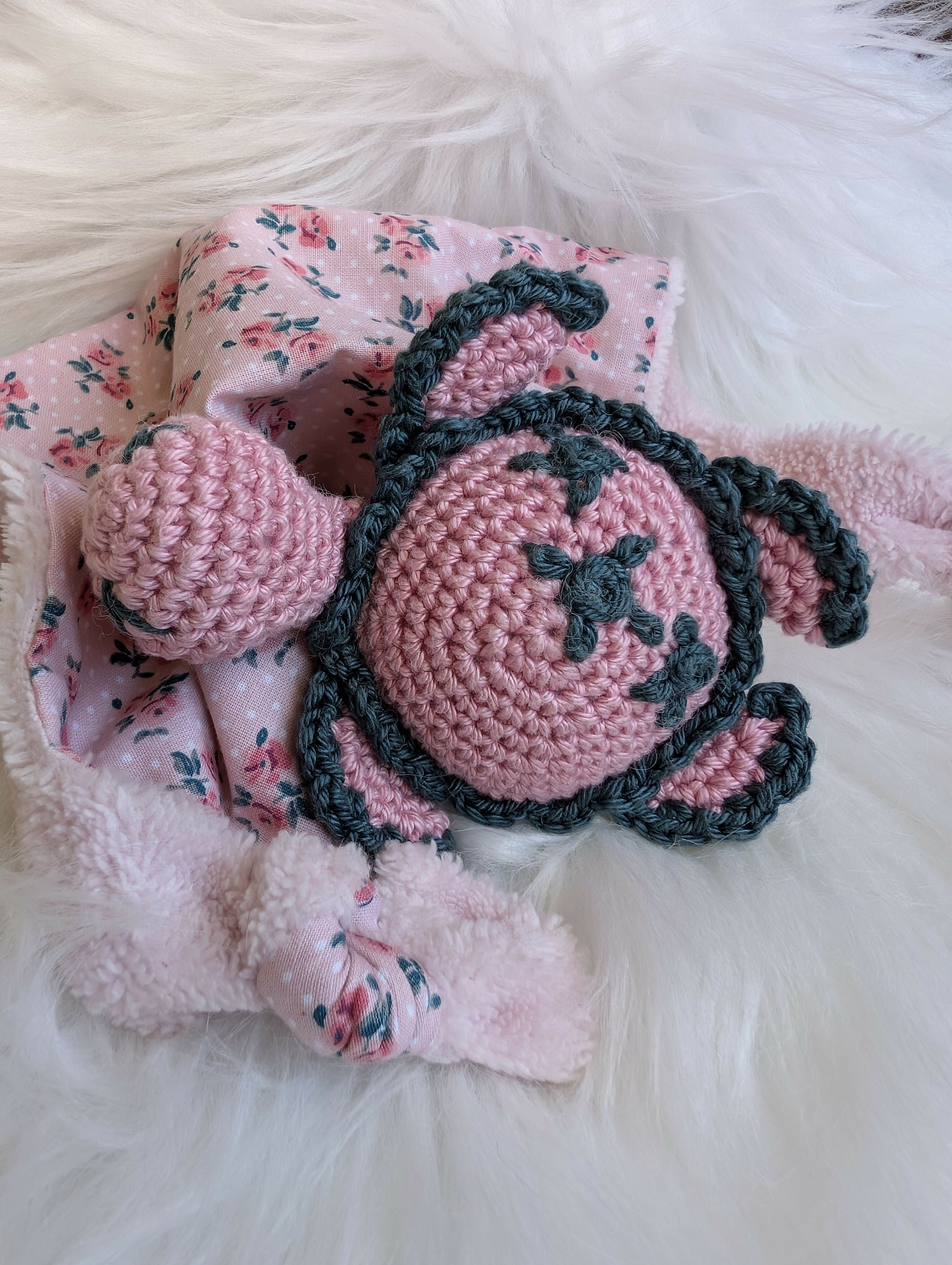 DOUDOU TORTUE ROSE ET FLEURS