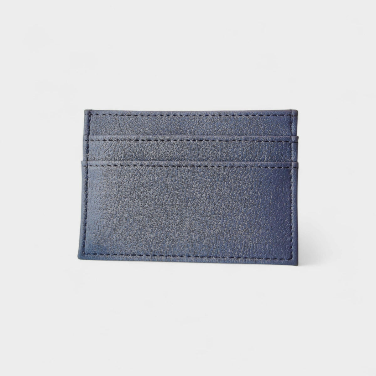 Porte cartes plat cuir de pomme bleu