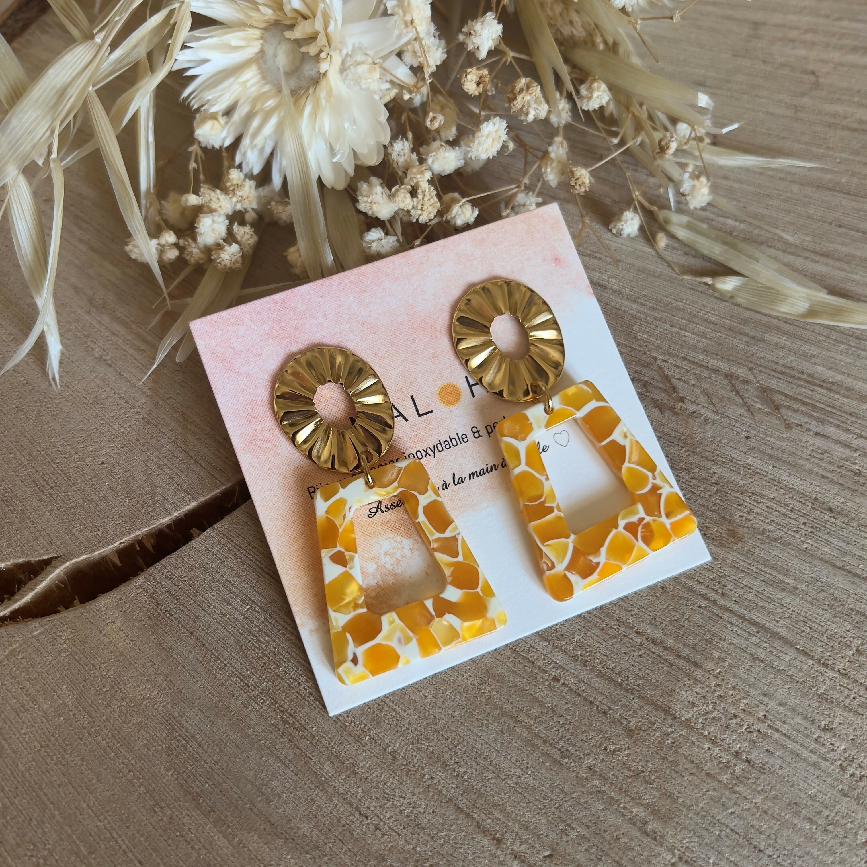 Yellow drop earrings