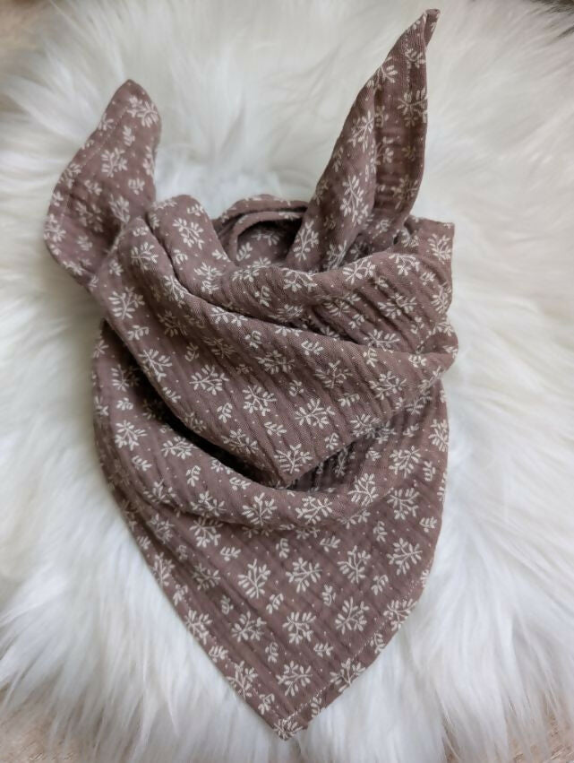 Foulard bébé enfant double gaze marron fleurs
