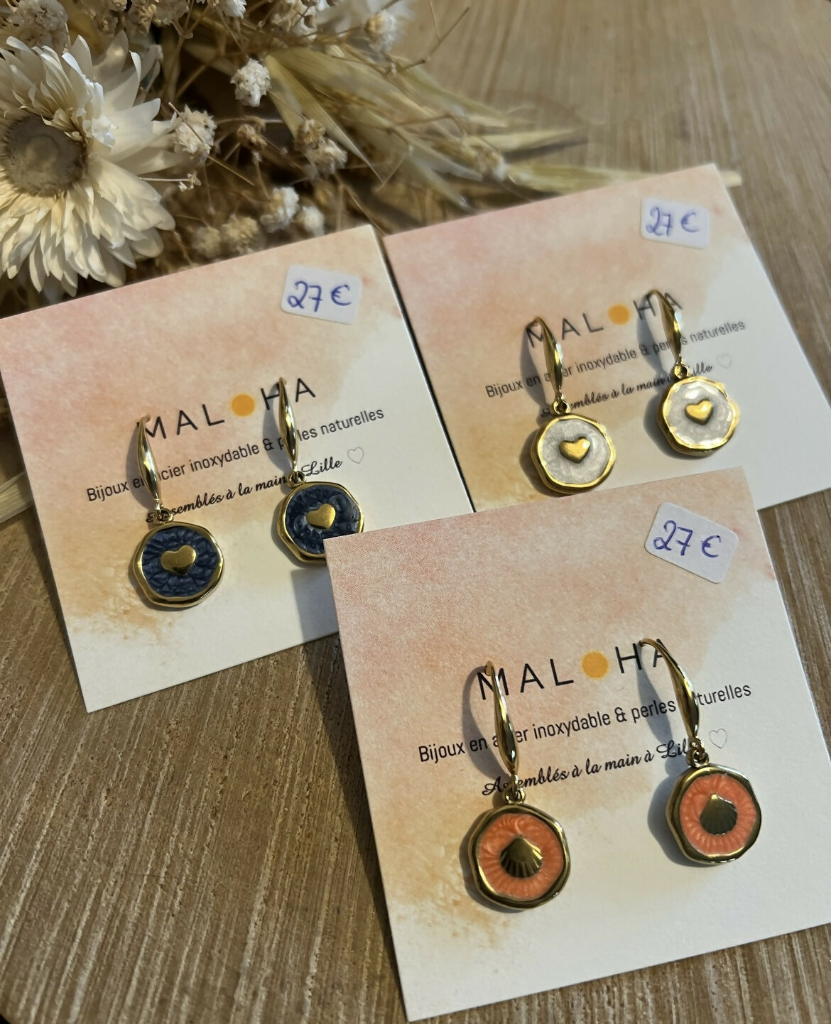 Coloured enamel dangle earrings