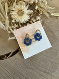 Créoles CLIPS & ses fleurs bleu paillettes