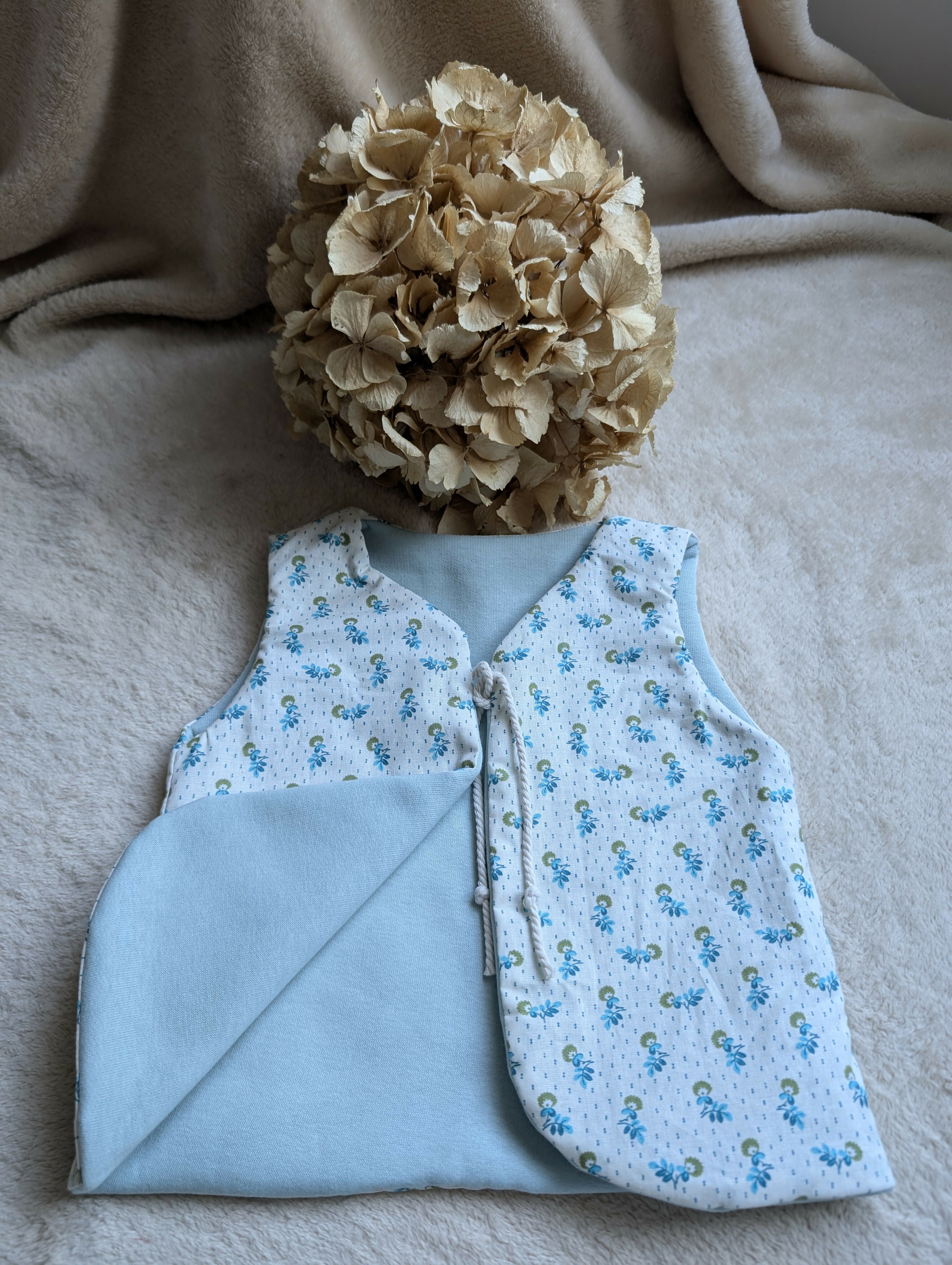GILET DE BERGER SWEAT VERT FLEURS ET POIS 18 MOIS-3 ANS